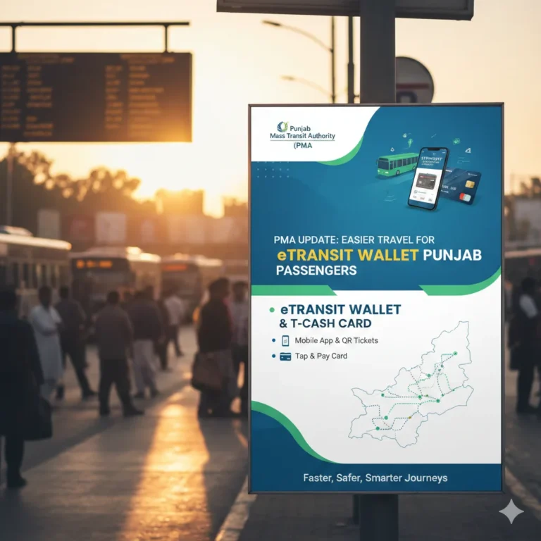 PMA Update on eTransit Wallet and T-Cash Card for Punjab Passengers